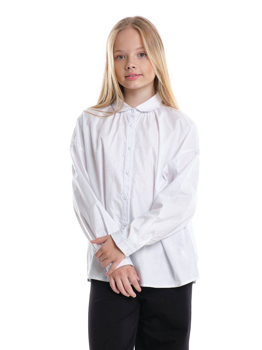 Рубашка подростковая (белый) - школьная форма для девочек 8 - 14 лет