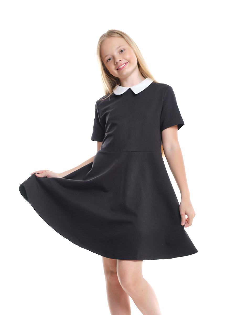 Платье в школу с воротником (черный) для девочки 